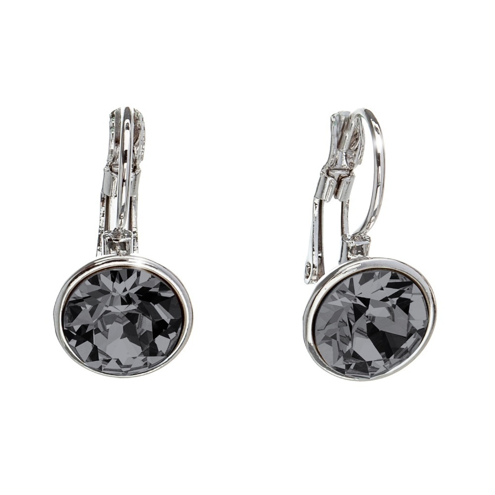 Silvertone and Silvernight Swarovski Crystal Leverback Everyday Earrings